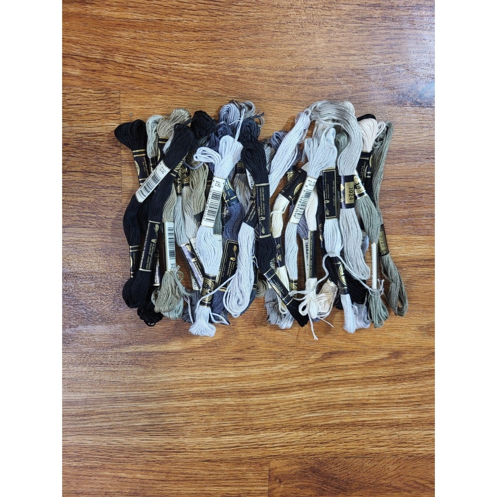 Lot Of 31 DMC Embroidery Floss Gray Black White